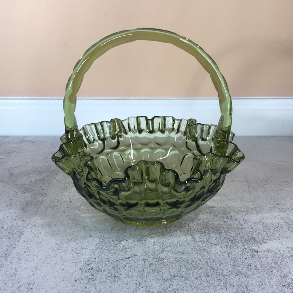 Fenton Glass Thumbprint Basket
